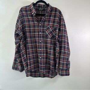 Oakton Limited Mens X-Large Long Sleeve Blue Plaid Button Down Lightweight